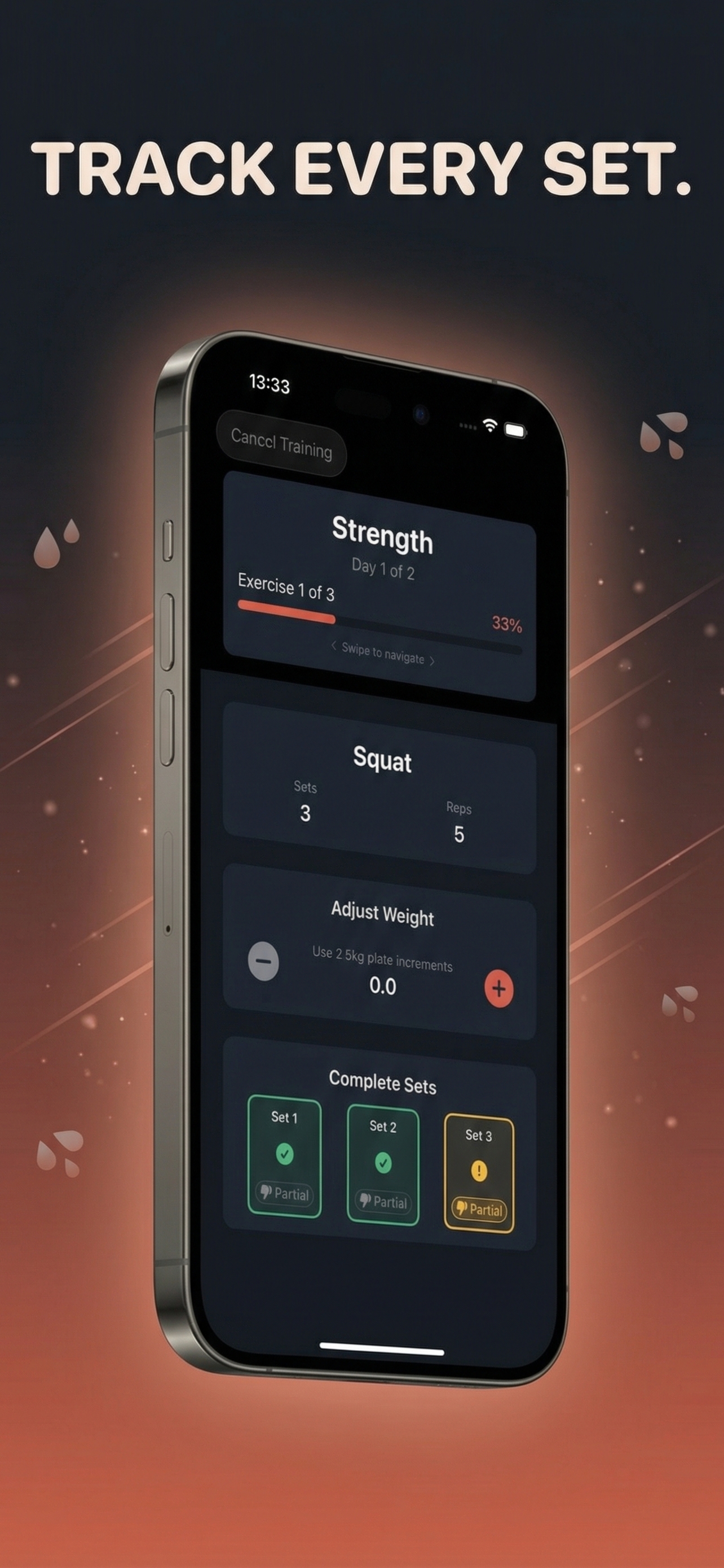 Throwdown exercise screen